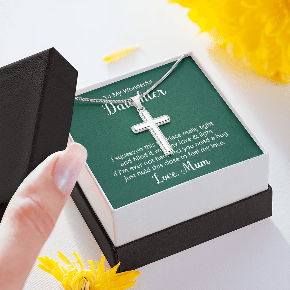 To my wonderful daughter - I squeezed this necklace Wear your faith proudly with this stunning artisan-crafted Stainless Steel Cross Necklace.