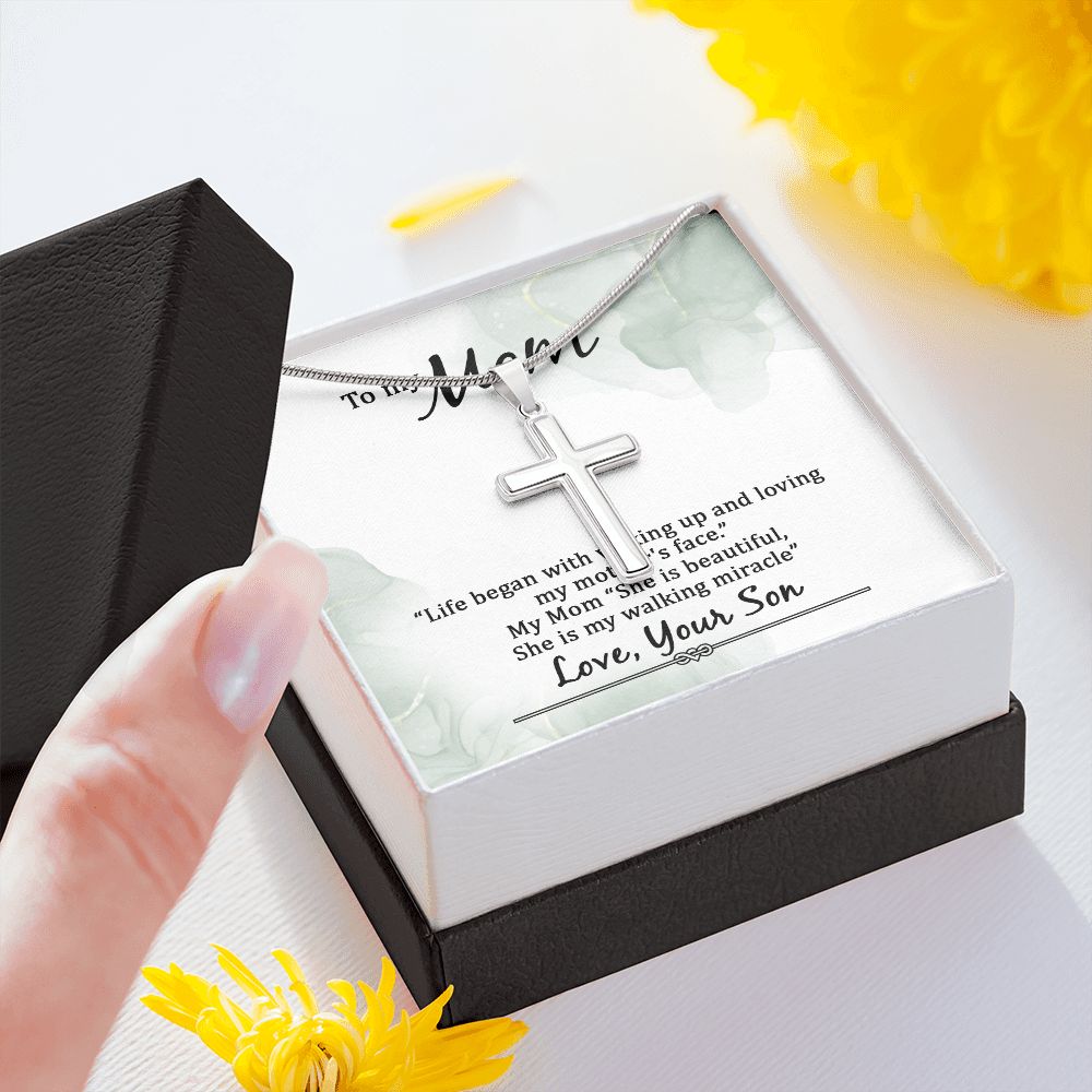 To my Mom Life began with walking up Wear your faith proudly with this stunning artisan-crafted Stainless Steel Cross Necklace.