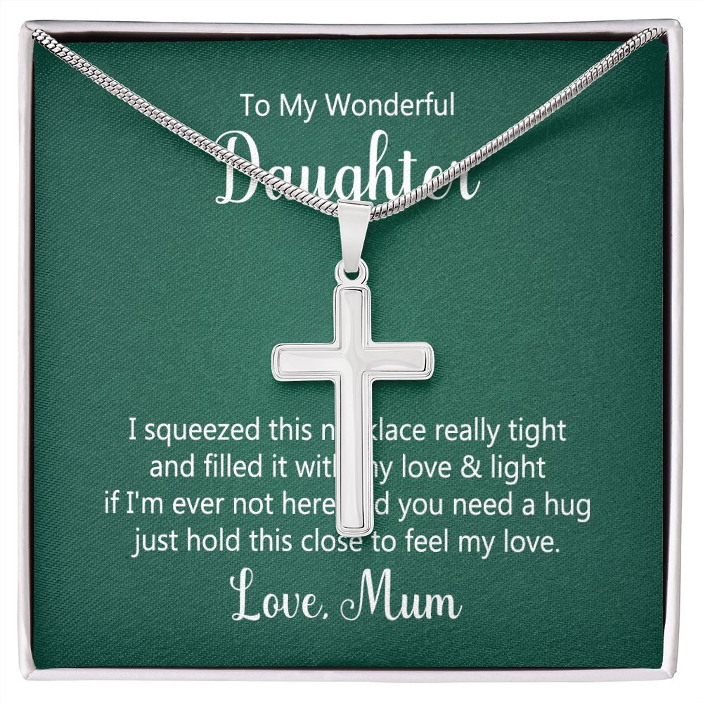 To my wonderful daughter - I squeezed this necklace Wear your faith proudly with this stunning artisan-crafted Stainless Steel Cross Necklace.