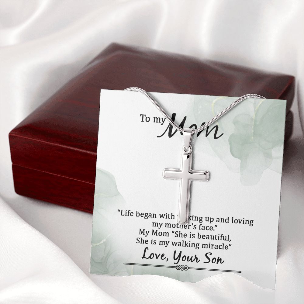 To my Mom Life began with walking up Wear your faith proudly with this stunning artisan-crafted Stainless Steel Cross Necklace.