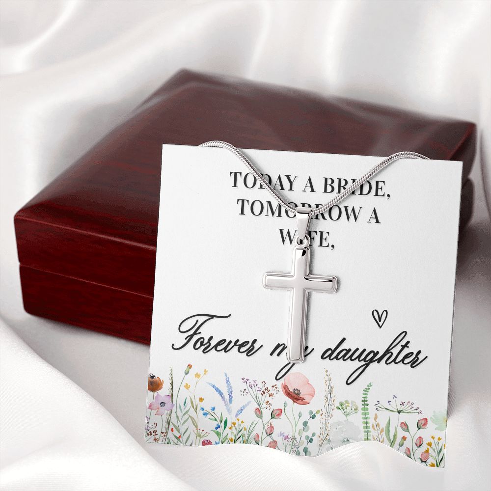 Today a bride Wear your faith proudly with this stunning artisan-crafted Stainless Steel Cross Necklace.