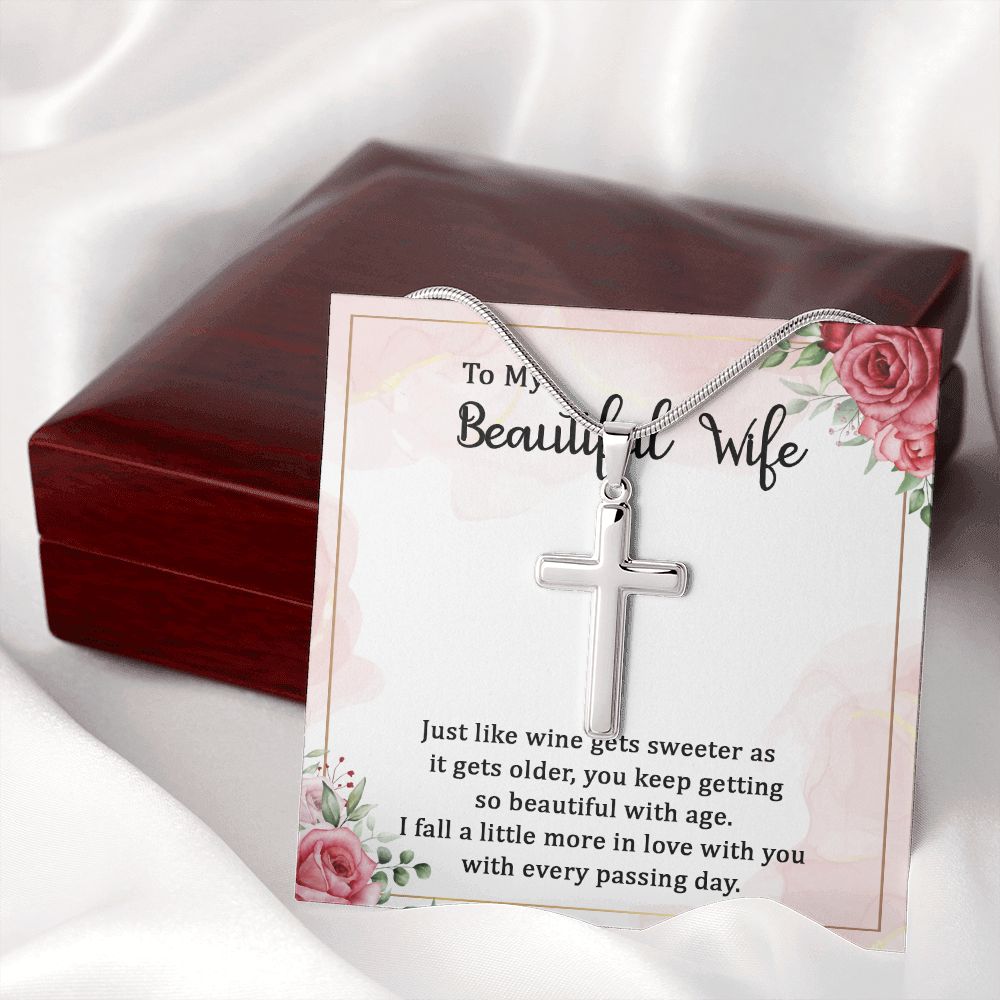 To my beautiful wife wine gets sweeter Wear your faith proudly with this stunning artisan-crafted Stainless Steel Cross Necklace.