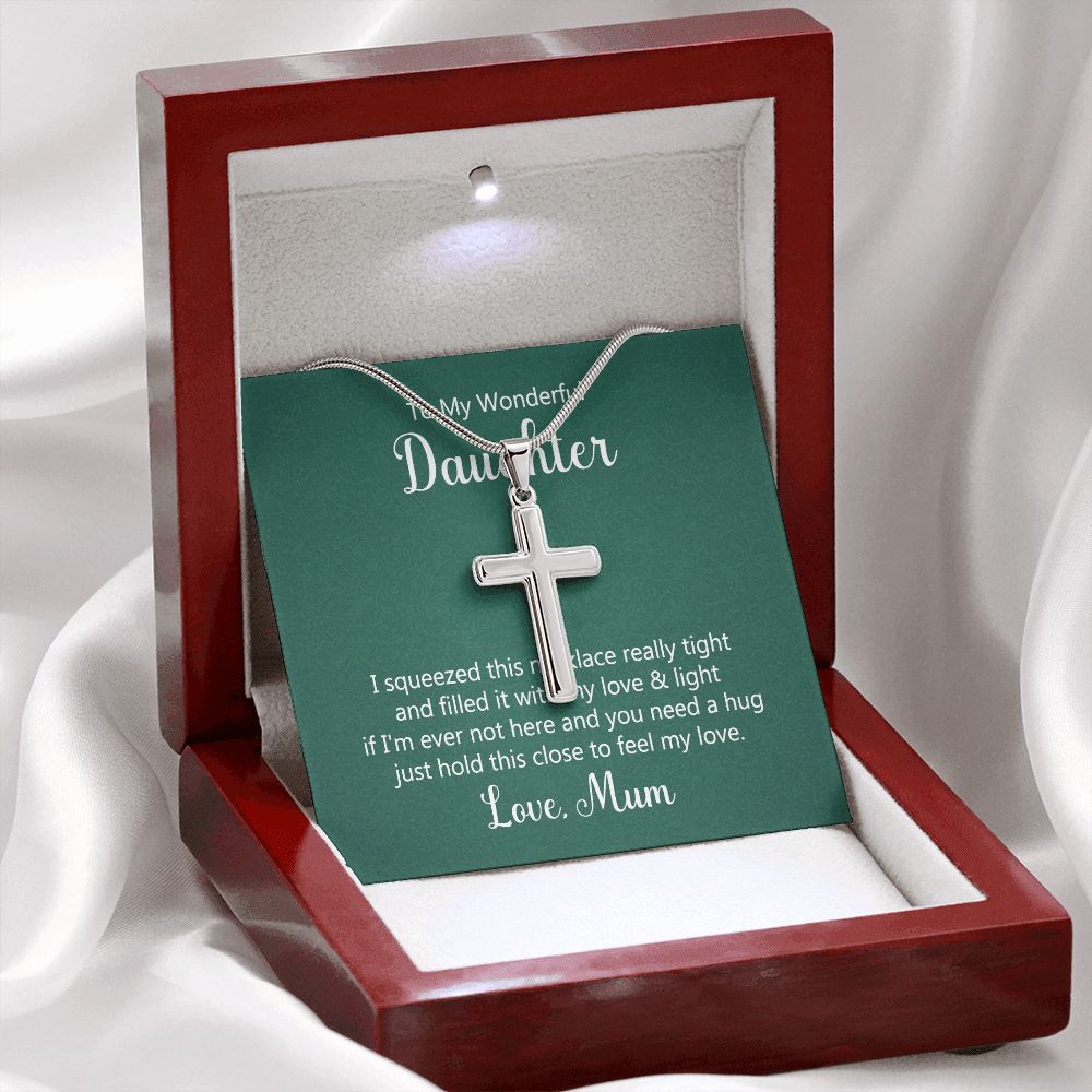 To my wonderful daughter - I squeezed this necklace Wear your faith proudly with this stunning artisan-crafted Stainless Steel Cross Necklace.