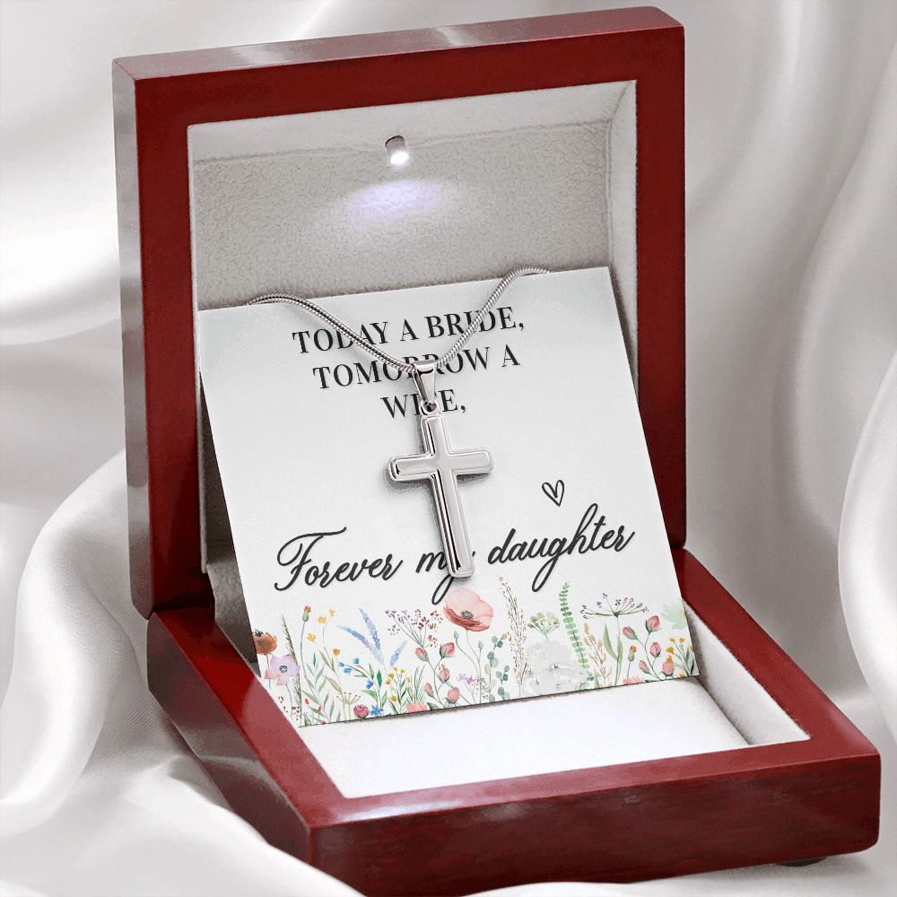 Today a bride Wear your faith proudly with this stunning artisan-crafted Stainless Steel Cross Necklace.