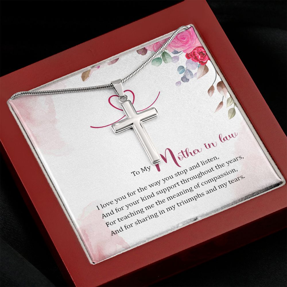 To my Mother in Law Wear your faith proudly with this stunning artisan-crafted Stainless Steel Cross Necklace.