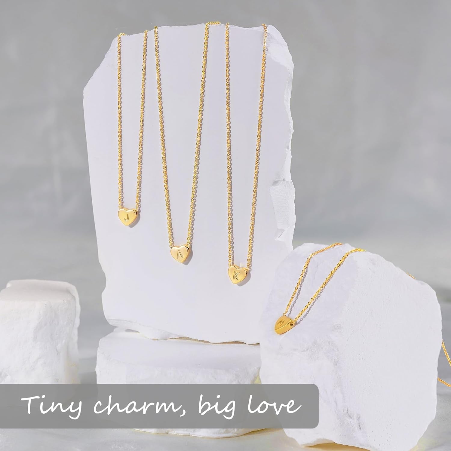 Heart Initial Necklaces for Women Girls - 14K Gold Filled Heart Pendant Letter Alphabet Necklace Tiny Initial Necklaces for Women Kids Child Heart Letter Initial Necklace Birthday Gifts for Girls