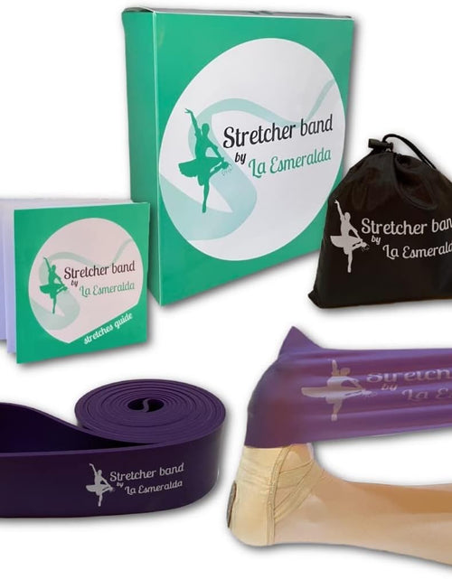 Load image into Gallery viewer, Stretch Bands Set of 2 for Ballet, Dancers, Gymnastics .Resistance Bands to Improve Flexibility, Splitting and Strenght. 3 Colors, Gift Box, Instruction Booklet, Carry Bag Including.
