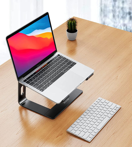 LS03 Aluminum Laptop Stand, Ergonomic Detachable Computer Stand, Riser Holder Notebook Stand Compatible with Air, Pro, Dell, HP, Lenovo More 10-15.6" Laptops, Black