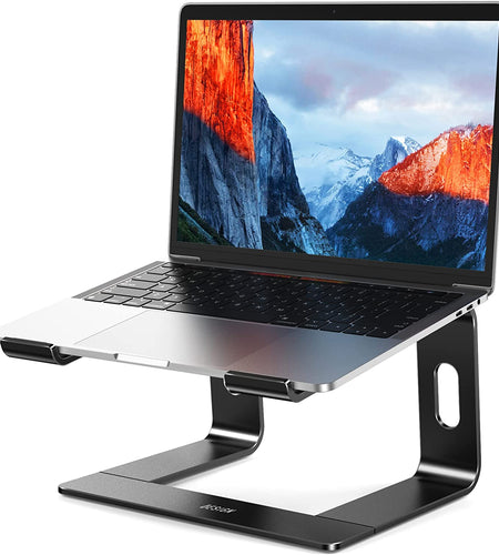 LS03 Aluminum Laptop Stand, Ergonomic Detachable Computer Stand, Riser Holder Notebook Stand Compatible with Air, Pro, Dell, HP, Lenovo More 10-15.6" Laptops, Black