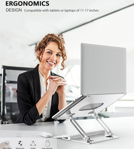 Laptop Stand, Laptop Holder, Multi-Angle Stand with Heat-Vent, Adjustable Notebook Stand for Laptop up to 17 Inches, Compatible for Macbook Pro/Air, Surface Laptop, and so on (Silver)