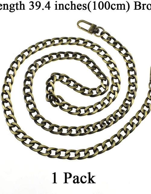 Load image into Gallery viewer, Purse Chain Strap Length 39.4 Inches Bronze for Shoulder Cross Body Sling Purse Handbag Clutch Replacement Strap Comfortable Flat 0.4” Wide Enough 2.4Mm Extra Thick Metal Strap 1 Pack
