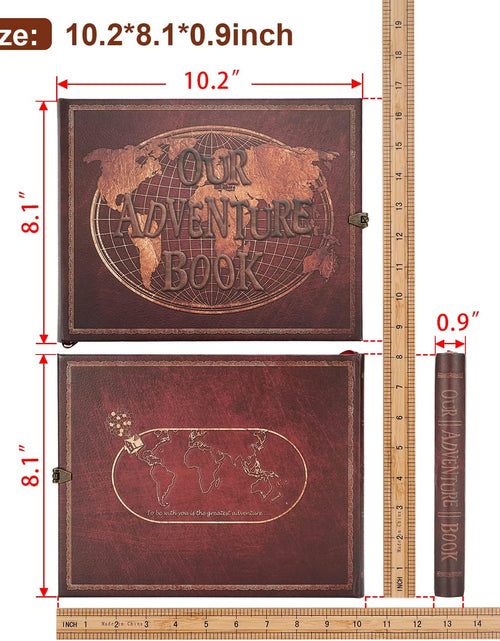 Load image into Gallery viewer, Our Adventure Book Scrapbook 180 Pages Photo Album, DIY Handmade Memory Travel Diary Photo Book Journal Scrapbook, Embossed Letter Leather Cover for Anniversary,Wedding,Best Friend Gift
