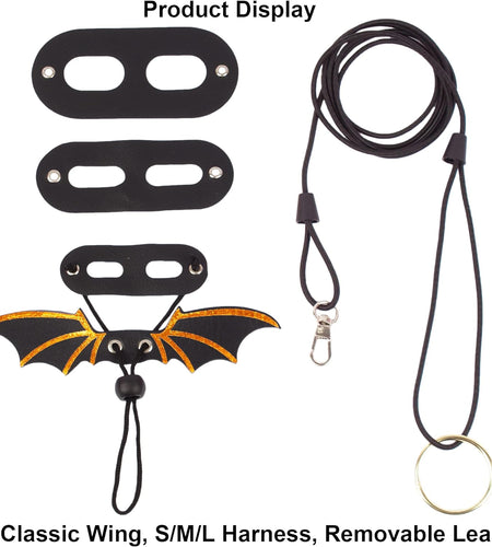 Bearded Dragon Leash Harness, 3 Size Pack Leather Wing Lizard Harness with Removable Lizard Leash for Bearded Dragon Lizard Reptiles (Black)