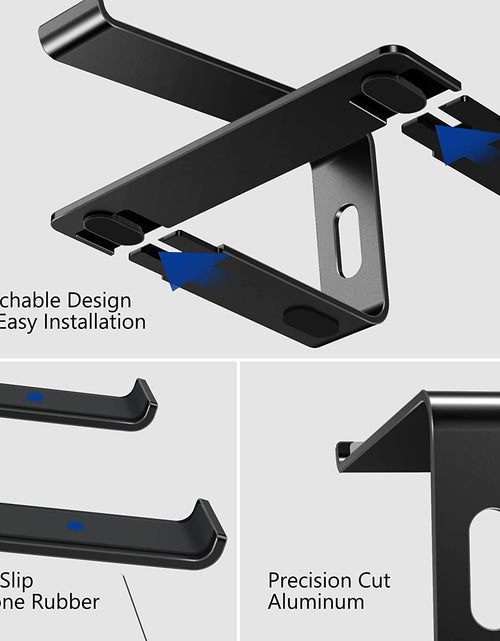 Load image into Gallery viewer, LS03 Aluminum Laptop Stand, Ergonomic Detachable Computer Stand, Riser Holder Notebook Stand Compatible with Air, Pro, Dell, HP, Lenovo More 10-15.6" Laptops, Black
