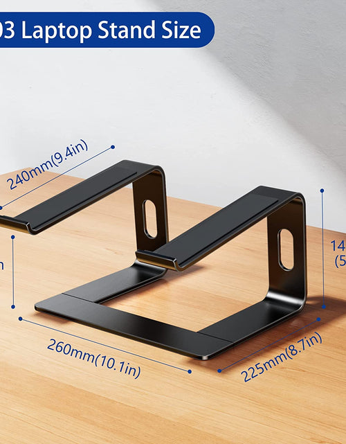 Load image into Gallery viewer, LS03 Aluminum Laptop Stand, Ergonomic Detachable Computer Stand, Riser Holder Notebook Stand Compatible with Air, Pro, Dell, HP, Lenovo More 10-15.6" Laptops, Black
