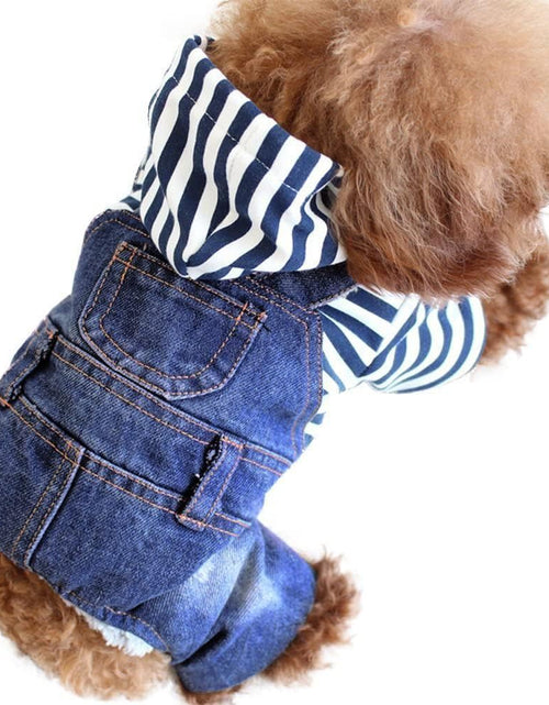 Load image into Gallery viewer, Pet Denim Jumpsuit Dog Jeans Hoodies Cool Blue Coat Medium Small Dogs Classic Jacket Puppy Blue Vintage Washed Vests (L)
