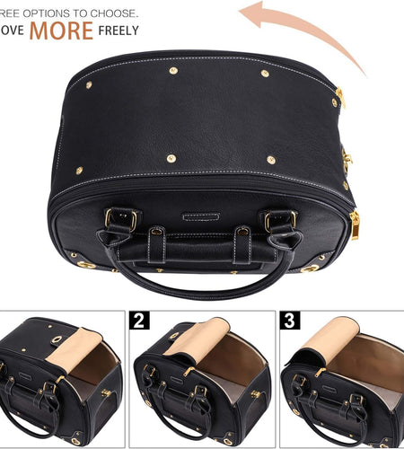 Dog Carrier, Pet Carrier, Dog Purse, Foldable Waterproof Premium PU Leather Pet Travel Portable Bag Carrier for Cat and Small Dog Home & Outdoor