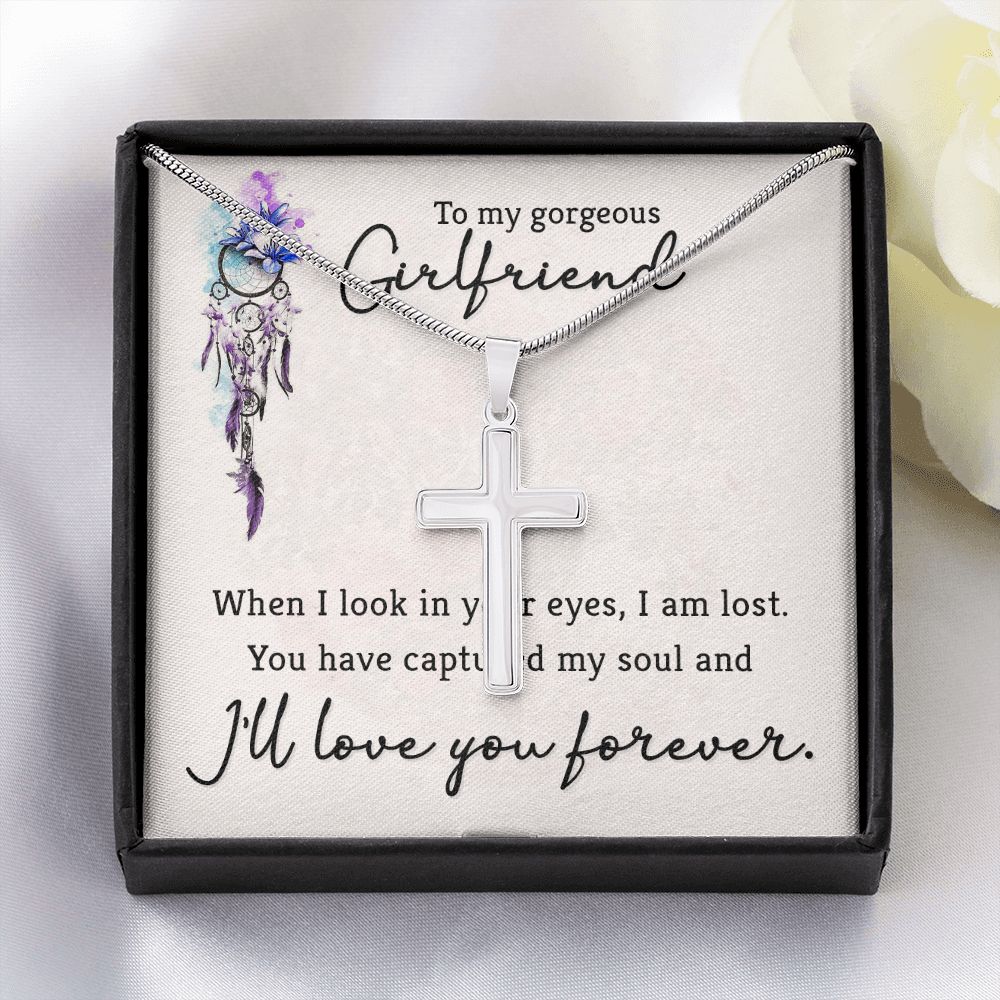When I look in your eyes Wear your faith proudly with this stunning artisan-crafted Stainless Steel Cross Necklace.