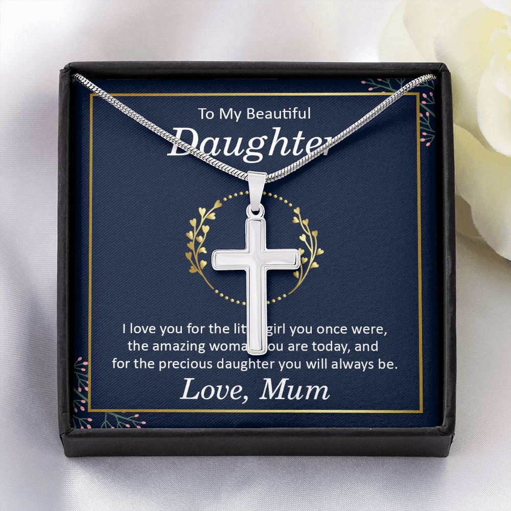 To my beautiful daughter - i love you Wear your faith proudly with this stunning artisan-crafted Stainless Steel Cross Necklace.