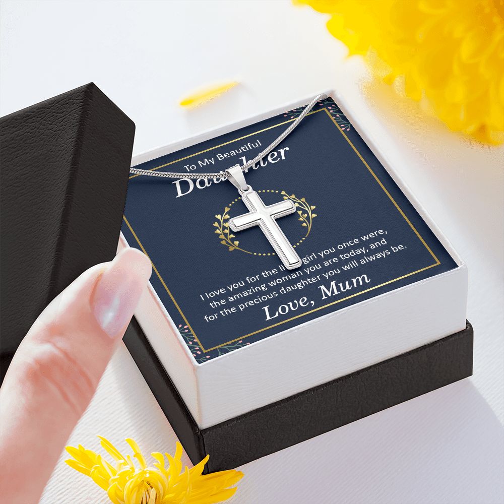 To my beautiful daughter - i love you Wear your faith proudly with this stunning artisan-crafted Stainless Steel Cross Necklace.