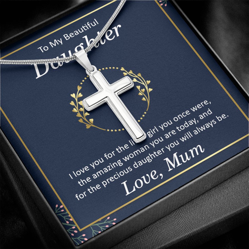 To my beautiful daughter - i love you Wear your faith proudly with this stunning artisan-crafted Stainless Steel Cross Necklace.