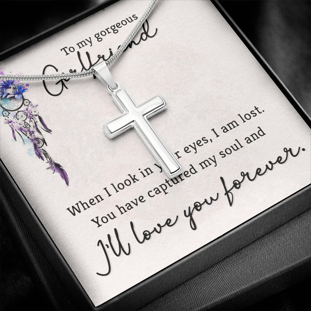 When I look in your eyes Wear your faith proudly with this stunning artisan-crafted Stainless Steel Cross Necklace.