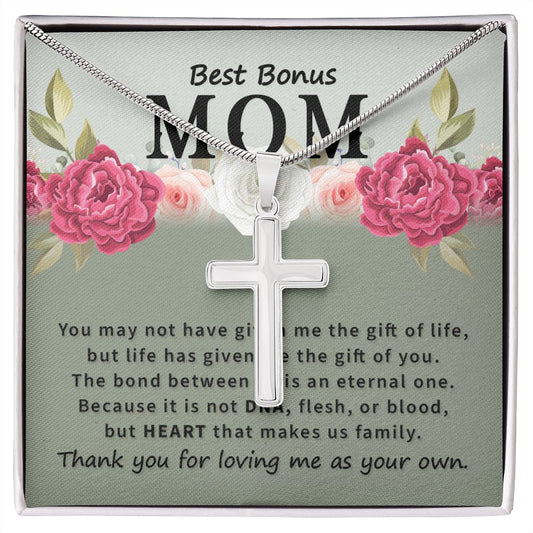 Best bonus mom-You may not have Wear your faith proudly with this stunning artisan-crafted Stainless Steel Cross Necklace.