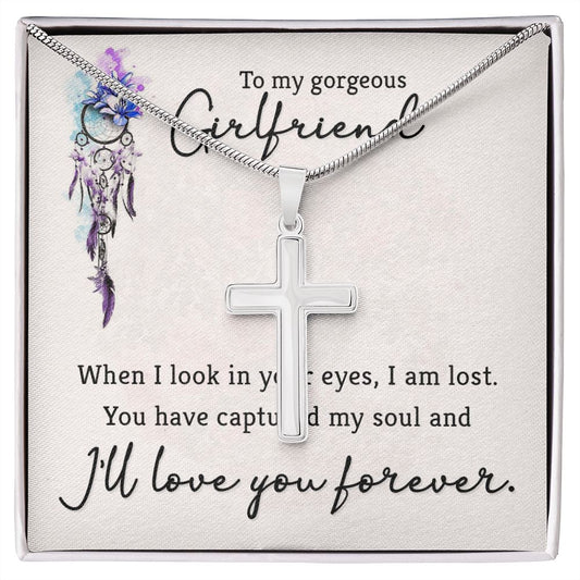 When I look in your eyes Wear your faith proudly with this stunning artisan-crafted Stainless Steel Cross Necklace.