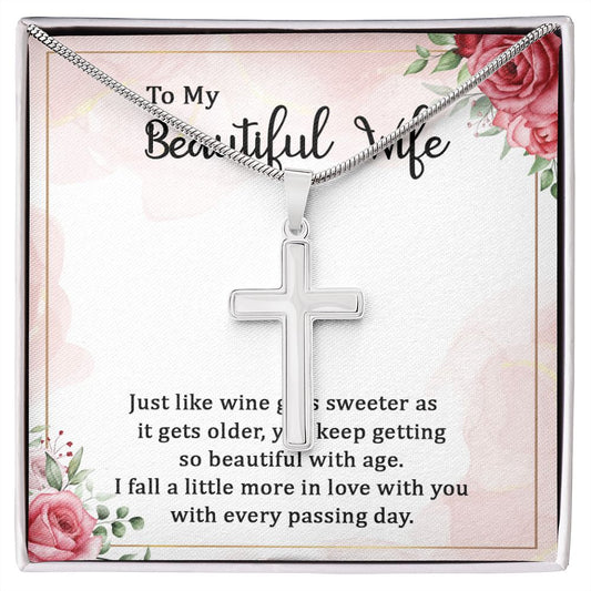 To my beautiful wife wine gets sweeter Stainless steel necklace perfect for gift