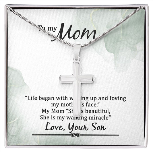 To my Mom Life began with walking up Wear your faith proudly with this stunning artisan-crafted Stainless Steel Cross Necklace.