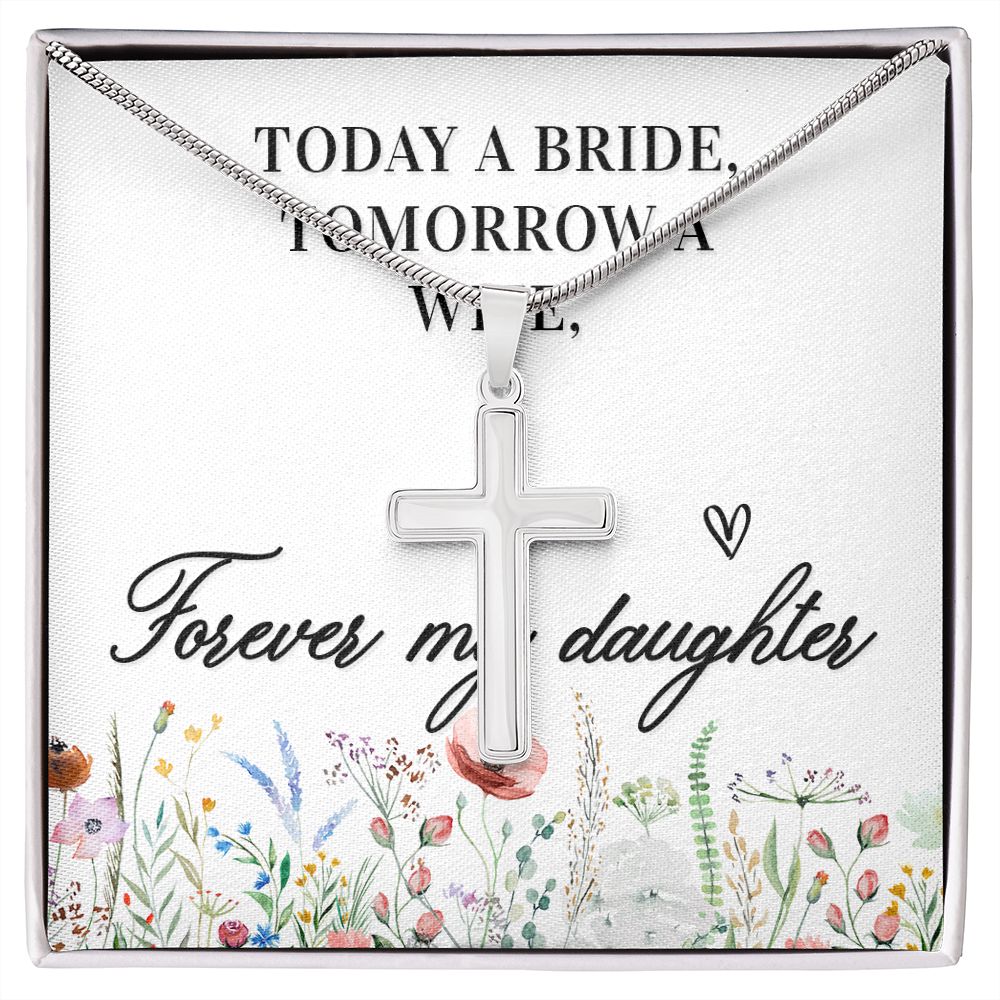 Today a bride Wear your faith proudly with this stunning artisan-crafted Stainless Steel Cross Necklace.