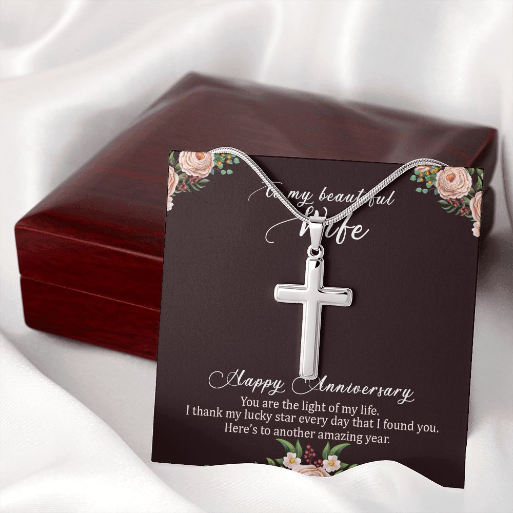 To my beautiful wife happy anniversary Wear your faith proudly with this stunning artisan-crafted Stainless Steel Cross Necklace.