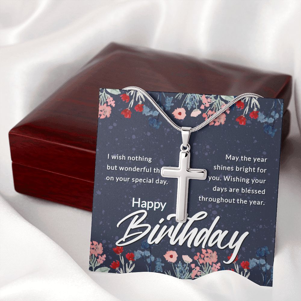 Happy Birthday Wear your faith proudly with this stunning artisan-crafted Stainless Steel Cross Necklace.