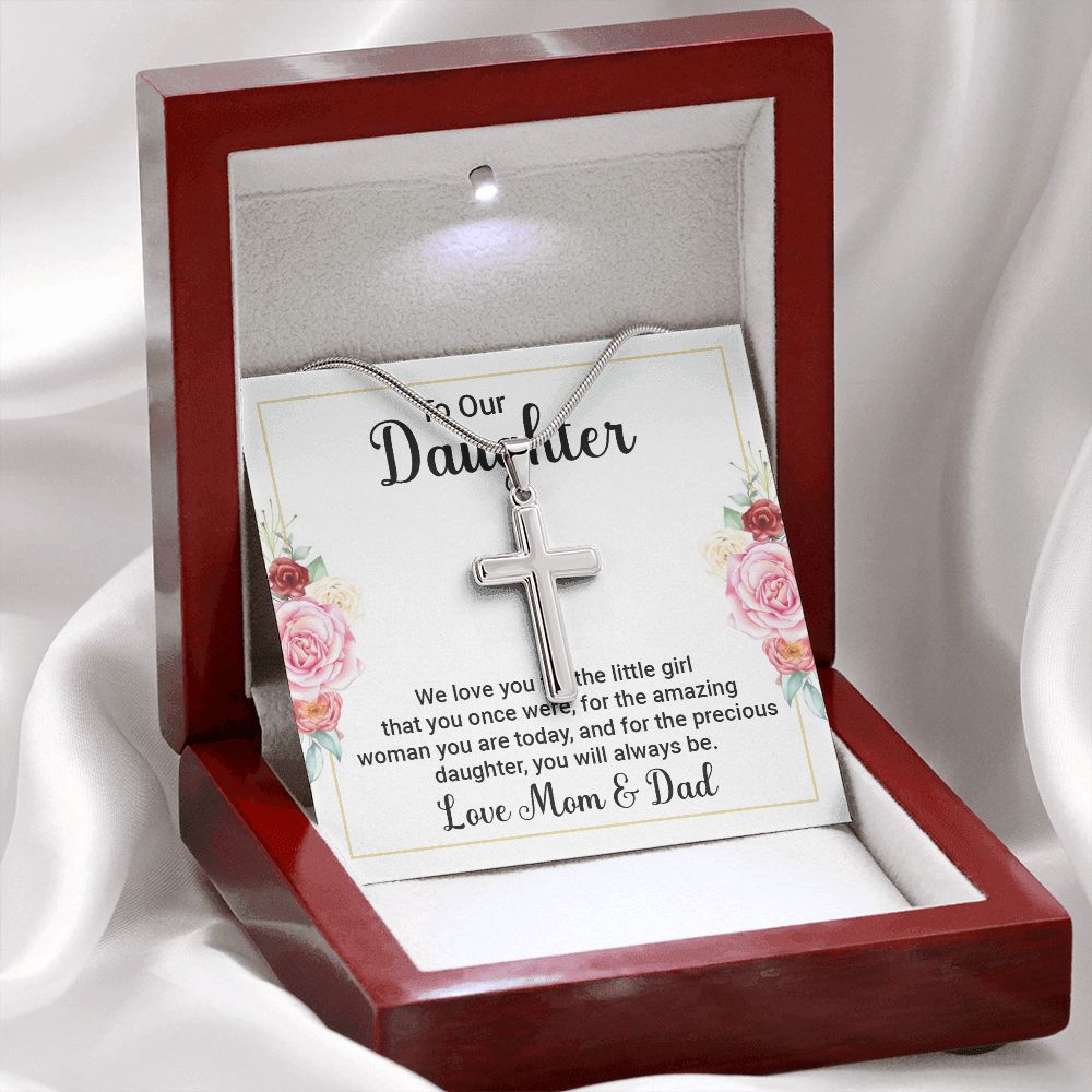 to our daughter - we love you Wear your faith proudly with this stunning artisan-crafted Stainless Steel Cross Necklace.