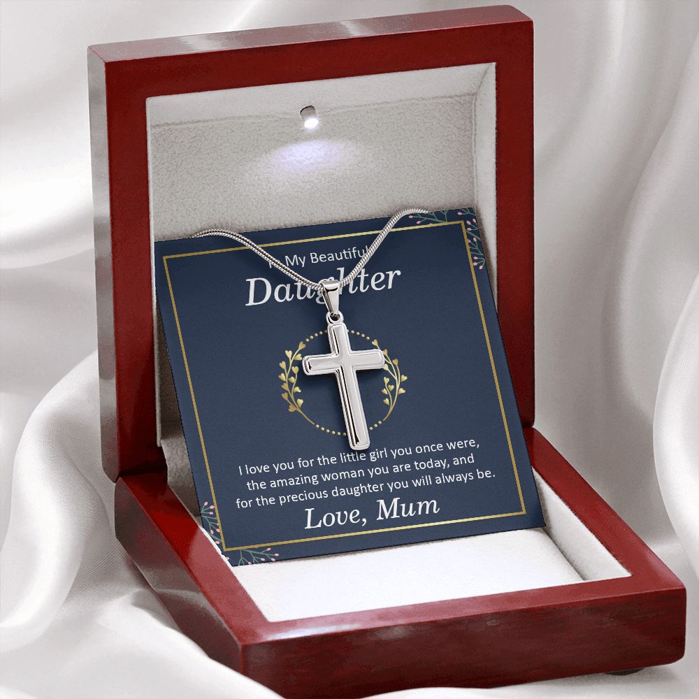 To my beautiful daughter - i love you Wear your faith proudly with this stunning artisan-crafted Stainless Steel Cross Necklace.