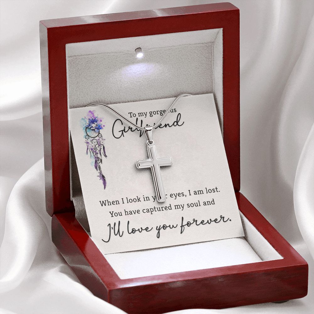 When I look in your eyes Wear your faith proudly with this stunning artisan-crafted Stainless Steel Cross Necklace.