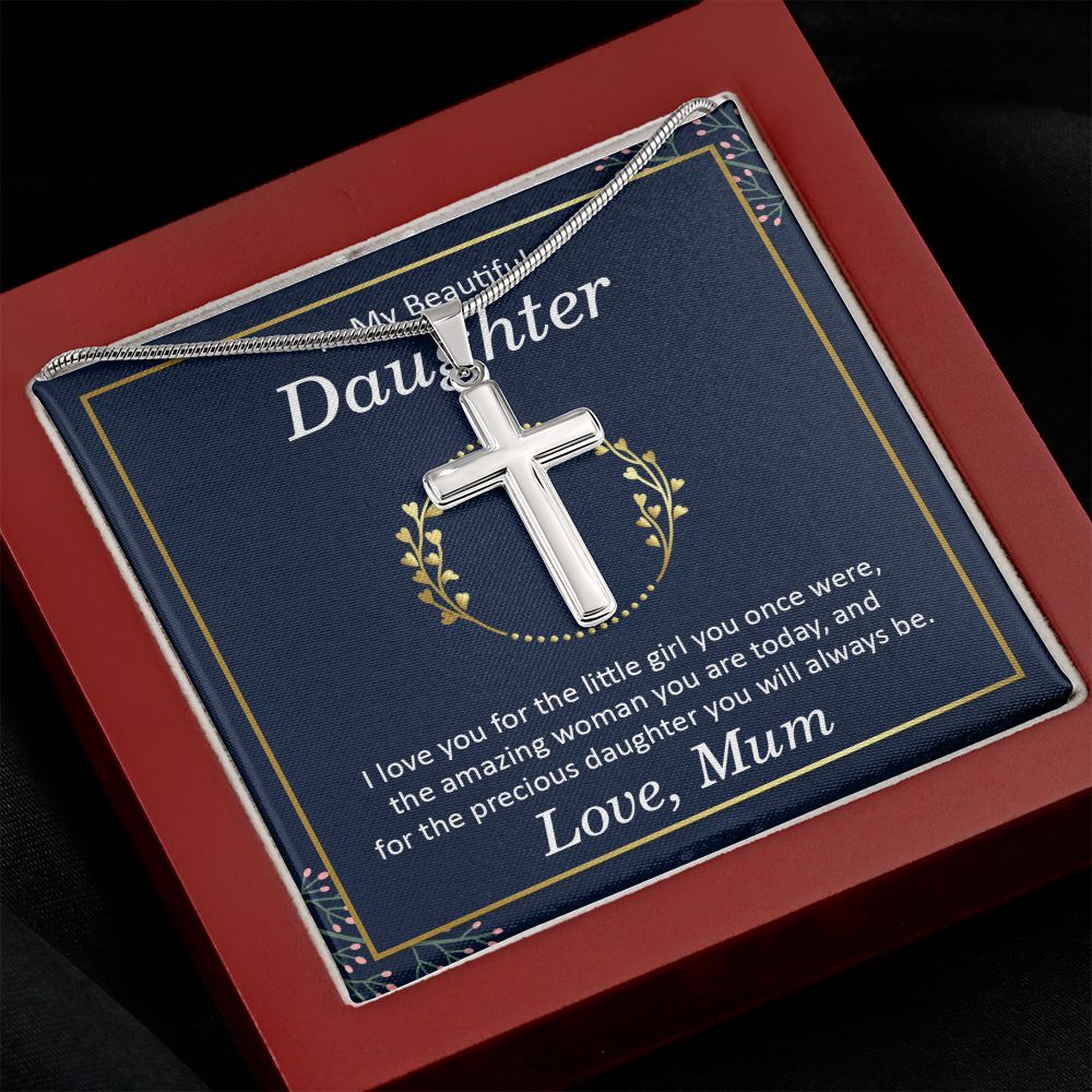To my beautiful daughter - i love you Wear your faith proudly with this stunning artisan-crafted Stainless Steel Cross Necklace.