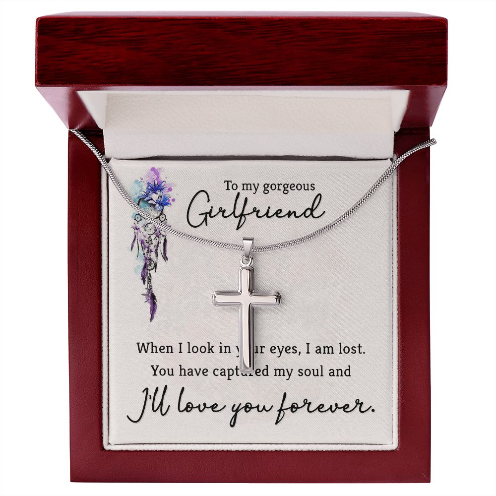 When I look in your eyes Wear your faith proudly with this stunning artisan-crafted Stainless Steel Cross Necklace.