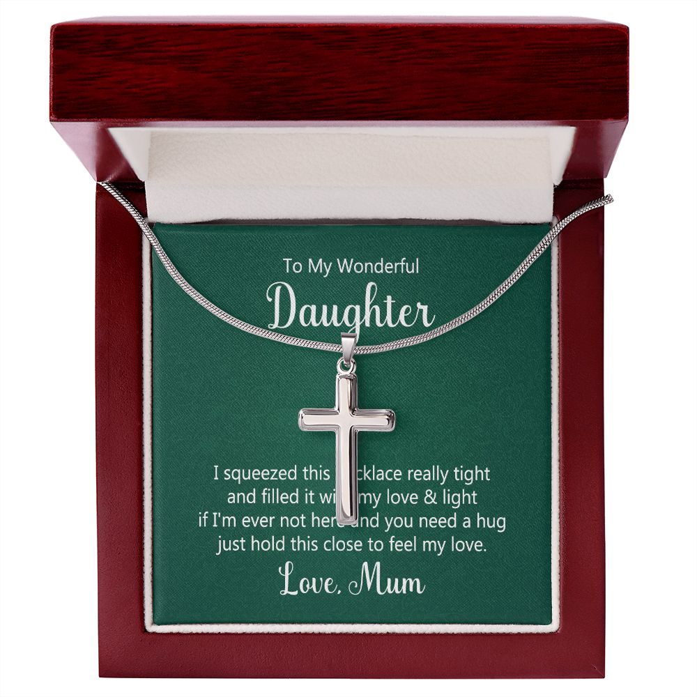 To my wonderful daughter - I squeezed this necklace Wear your faith proudly with this stunning artisan-crafted Stainless Steel Cross Necklace.