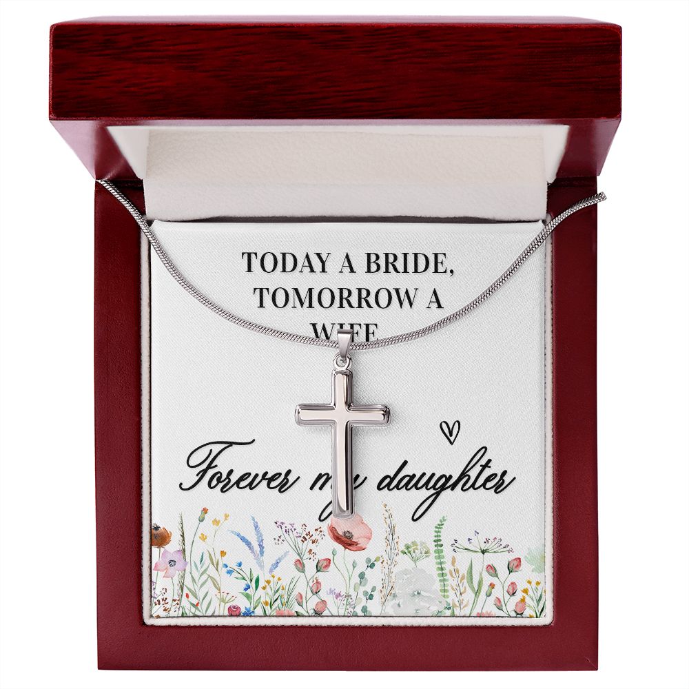 Today a bride Wear your faith proudly with this stunning artisan-crafted Stainless Steel Cross Necklace.